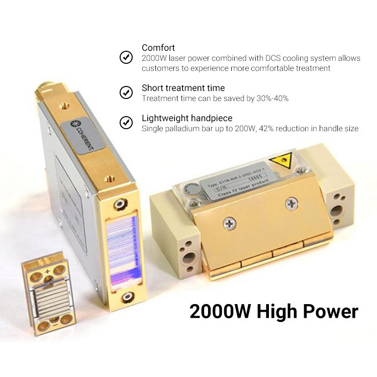 Medical CE CFDA 2 Handles 1600w 2000w 4 Wavelength 808Nm Diode Laser Hair Removal Machine Price