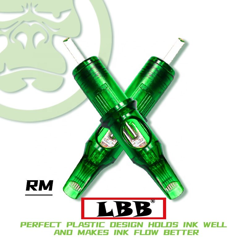 Permanent Makeup Tattoo Needle Body Art Tattoo Cartridge Needles OEM Green LBB Soft Membrane Tattoo Needle Cartridges
