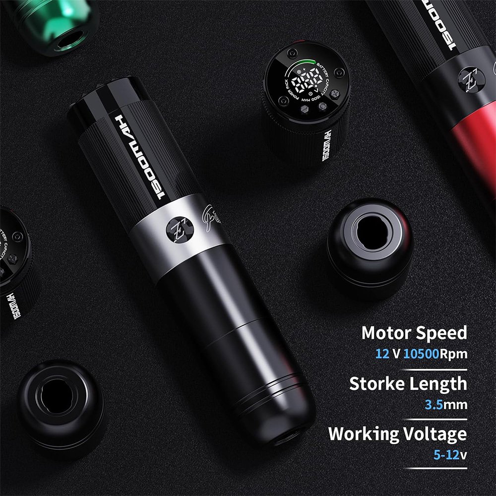EZ Tattoo 1 Extra Battery Filter Freedom Direct Drive Machine Pen 1500mAh Capacity Line and Shader wireless tattoo machine