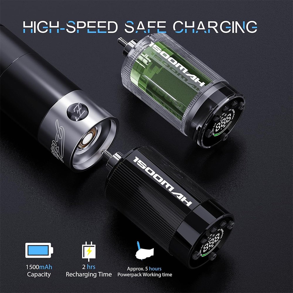 EZ Tattoo 1 Extra Battery Filter Freedom Direct Drive Machine Pen 1500mAh Capacity Line and Shader wireless tattoo machine