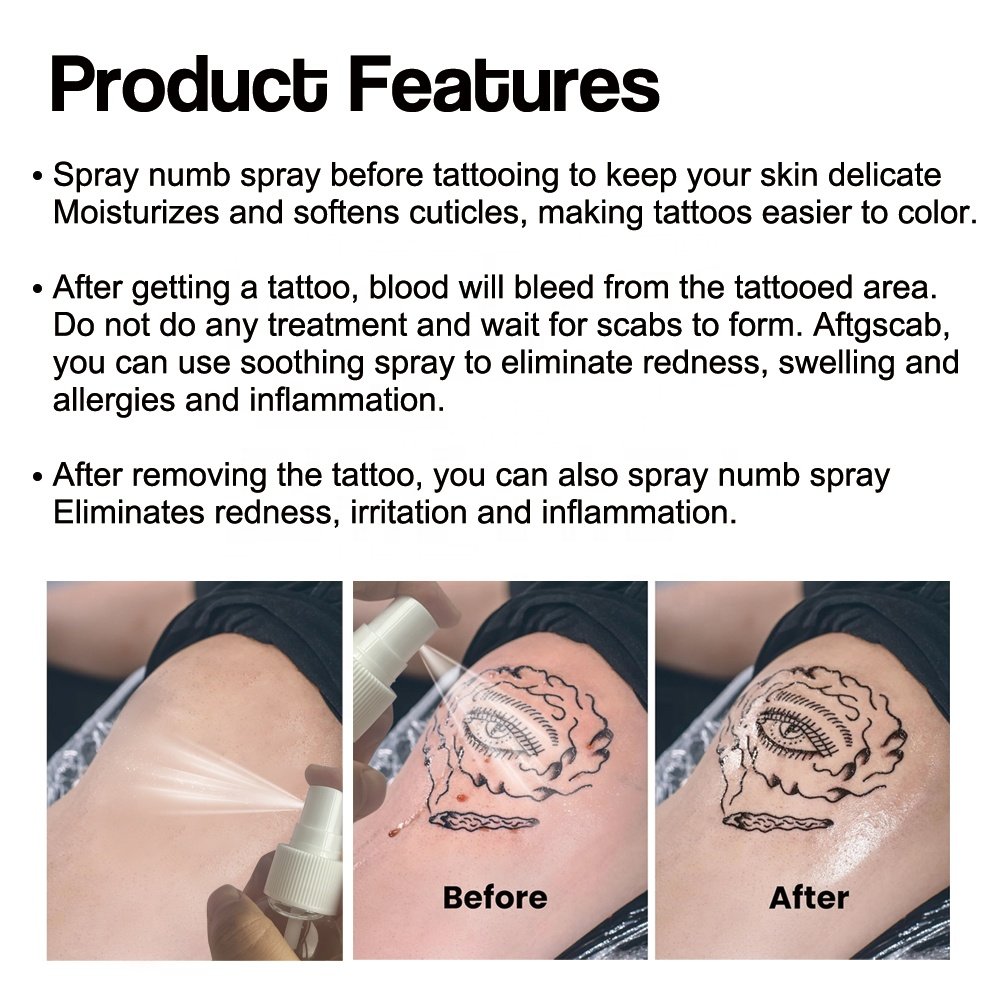 Custom Logo Professional Tattoo Care Deep Repair Skin Redness Reducing moisturize Anti Scar Before After Tattoo Care Spray
