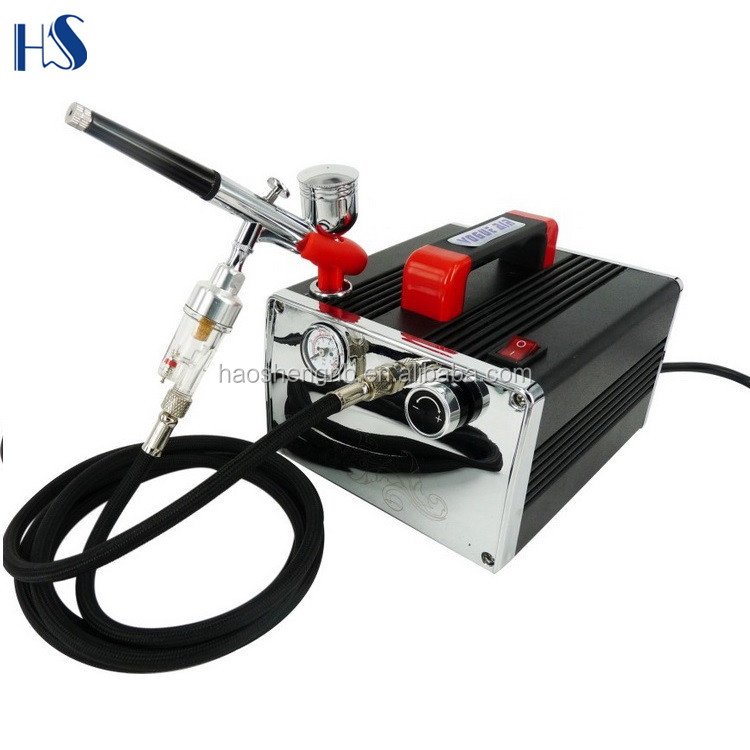 HS-216K Complete TEMPORARY TATTOO AIRBRUSH AIR COMPRESSOR KIT Body Art Paint Set Stencil