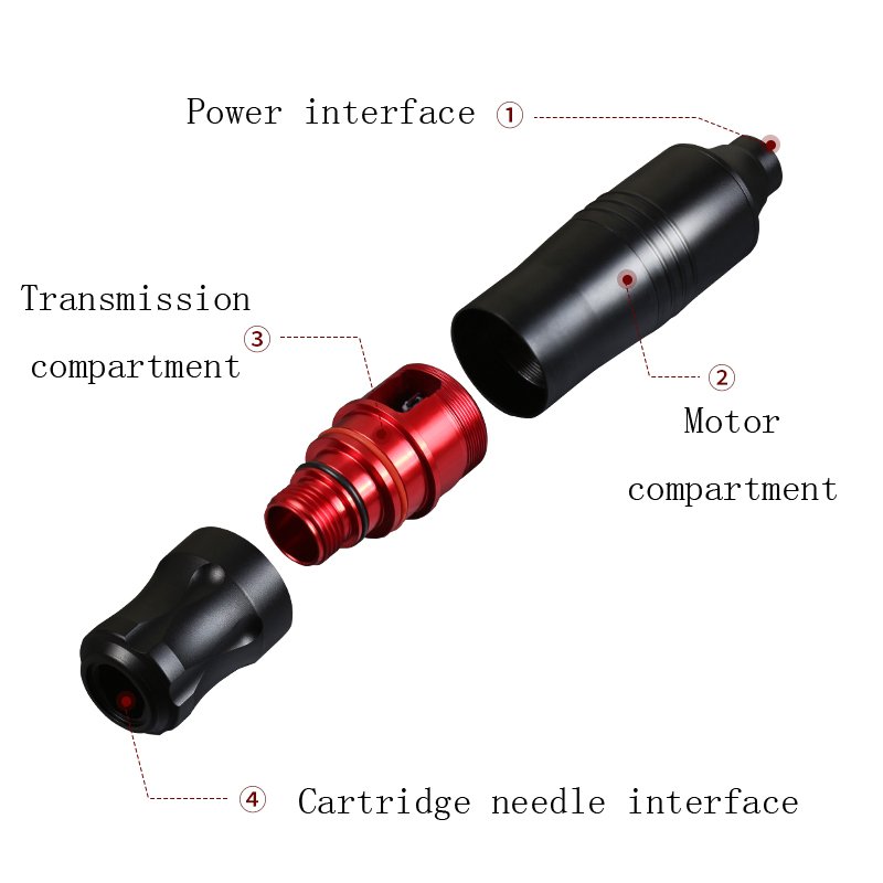 Ghostaxe Tattoo Kits Rotary Pen Tattoo Machine Gun with Tattoo Power supply Cartridge Needles Foot Pedal