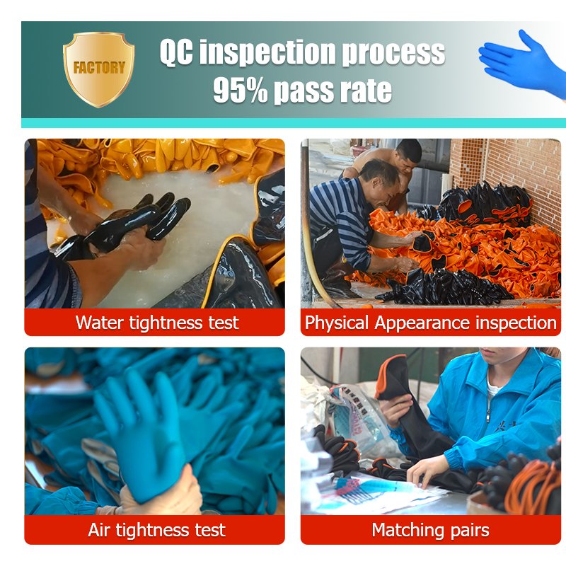 Chinese supply 9 inches Wholesale waterproof food handling barbecue party beauty salon use blue disposable nitrile gloves