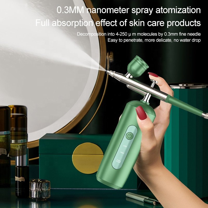 Beauty Oxygen Injector Air Compressor Nano Moisture Pastry Gun Kit Mini Air Airbrush Cup Makeup Kit for Nail Tattoo Painting