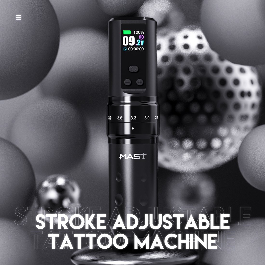 MAST Stroke Adjustable Wireless Tattoo Machine Pen Double Batteries Suitable For Professional Artists