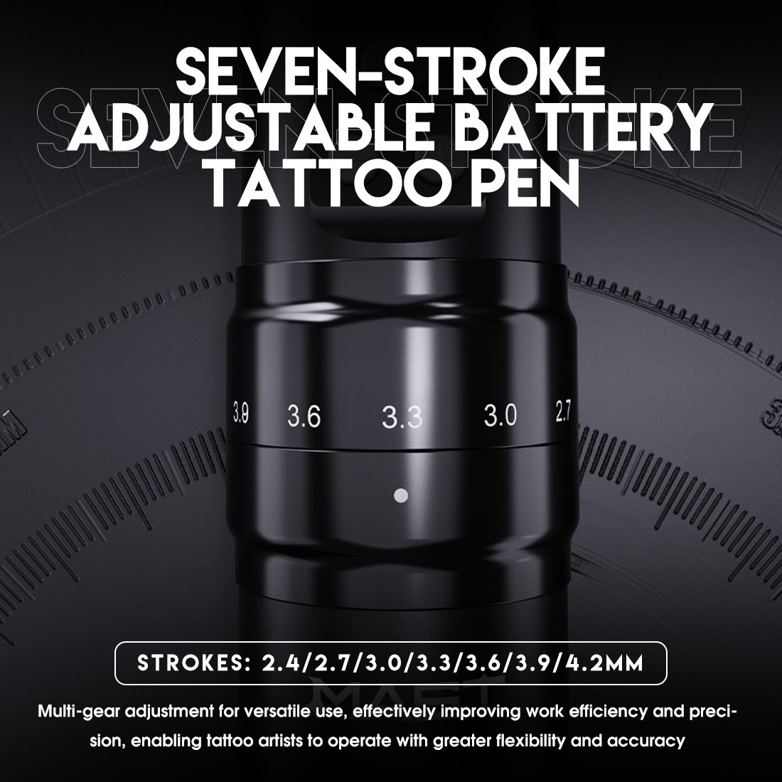 MAST Stroke Adjustable Wireless Tattoo Machine Pen Double Batteries Suitable For Professional Artists