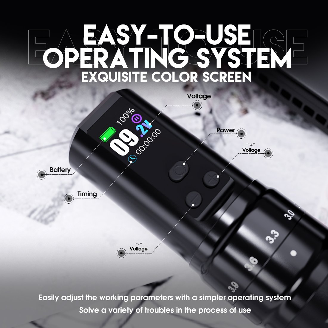 MAST Stroke Adjustable Wireless Tattoo Machine Pen Double Batteries Suitable For Professional Artists