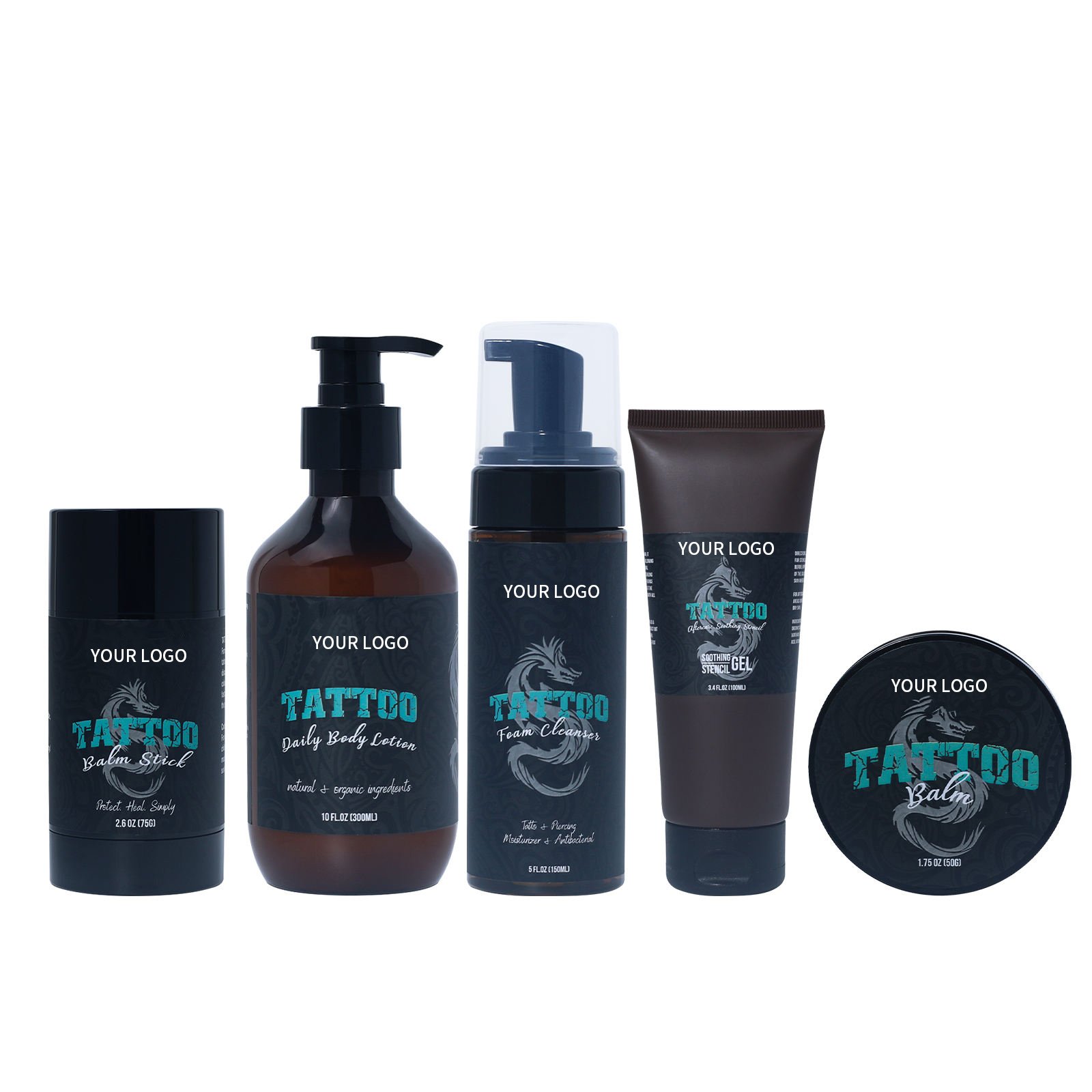 Tattoo Antimicrobial Soap Lotion Balm Cleansing Piercing Aftercare Soothing Color Brightening Skin Healing Repair Treatment Kit