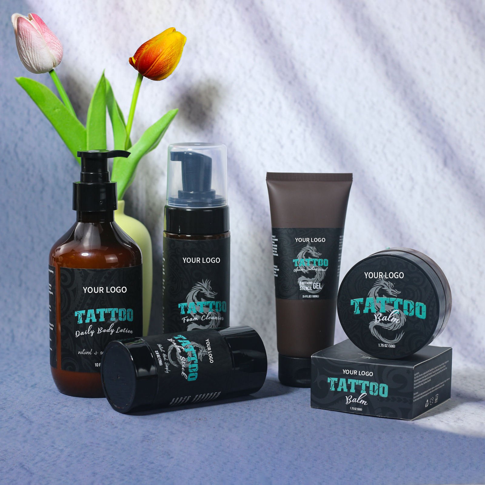 Tattoo Antimicrobial Soap Lotion Balm Cleansing Piercing Aftercare Soothing Color Brightening Skin Healing Repair Treatment Kit