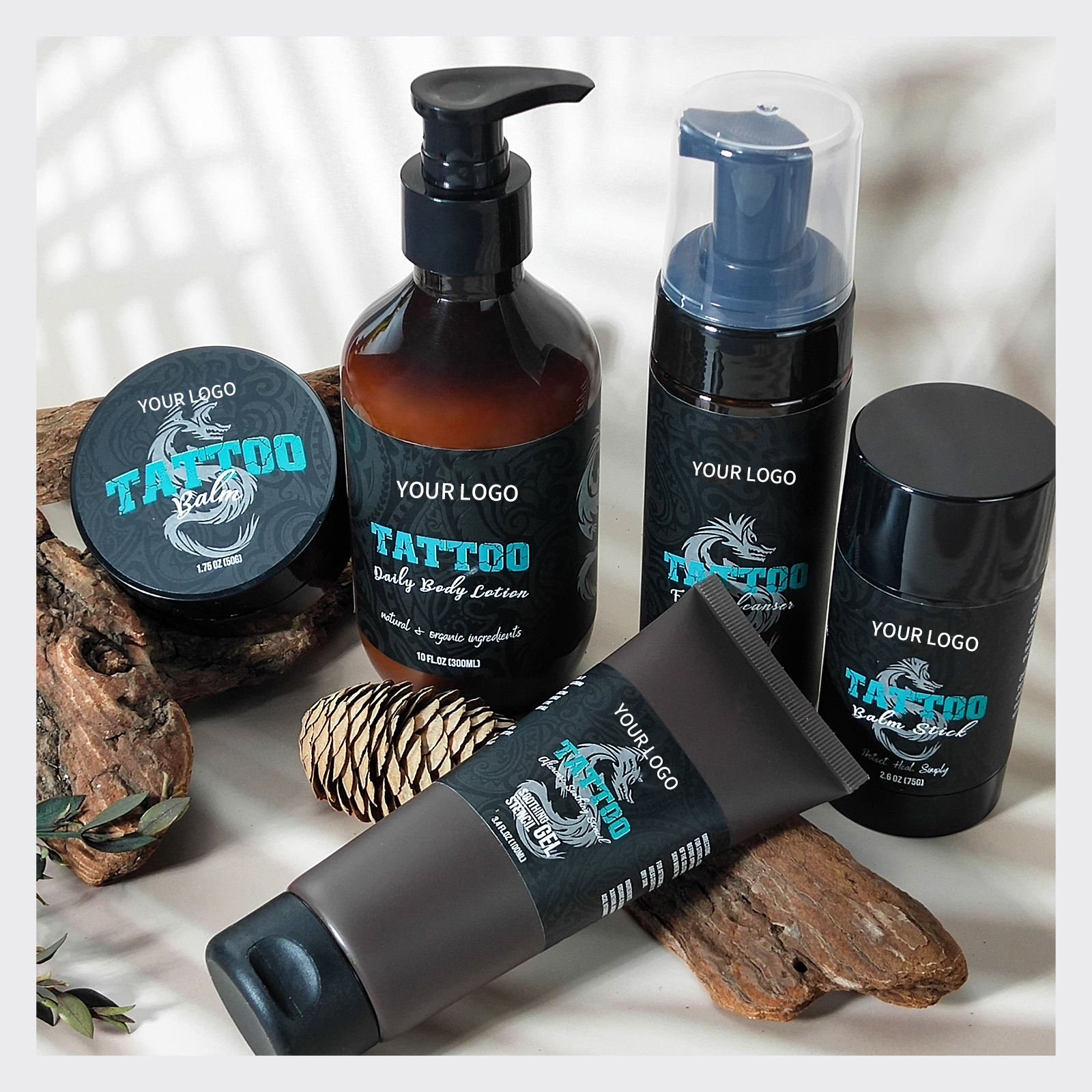 Tattoo Antimicrobial Soap Lotion Balm Cleansing Piercing Aftercare Soothing Color Brightening Skin Healing Repair Treatment Kit