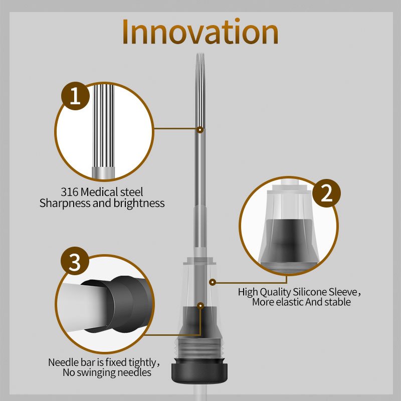 2024 High Quality 10pcs Tattoo Needle Permanent Makeup Sterile Tattoo Cartridge Needle