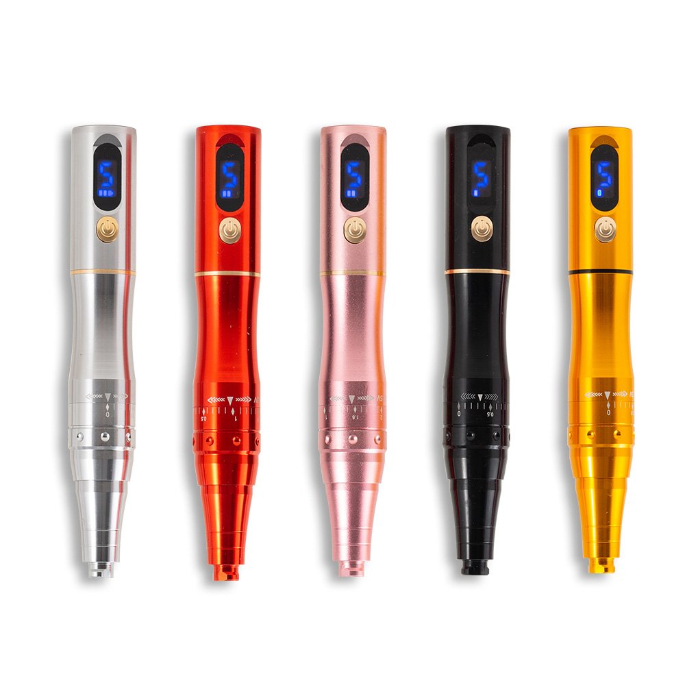 2022 Custom LOGO Universal Pink 2 in 1 16 v Rotary Tattoo Permanent Makeup Wireless Machine De Pmu Machine for Lip Eyebrow Hair