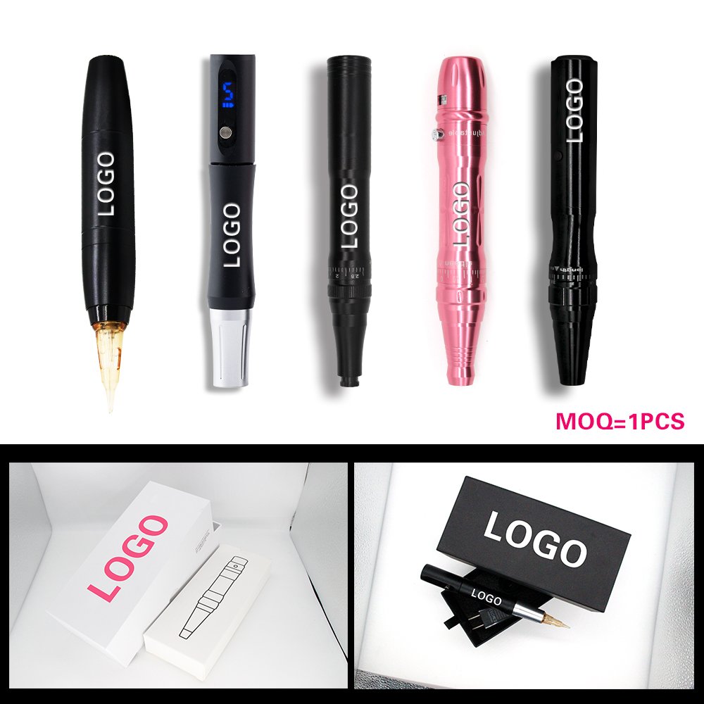 2022 Custom LOGO Universal Pink 2 in 1 16 v Rotary Tattoo Permanent Makeup Wireless Machine De Pmu Machine for Lip Eyebrow Hair