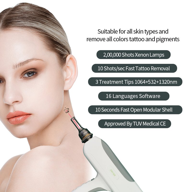 KES Portable Nd Yag Laser Tattoo Removal Machine Q Switched Nd Yag Laser Pigment Removal for salon