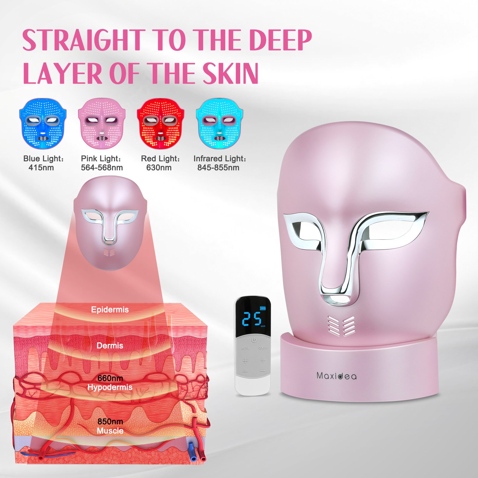 Led Face Mask Light Therapy 7 Color Photon Blue and Red Light Maintenance Skin Rejuvenation LED Facial Skin Care Mask
