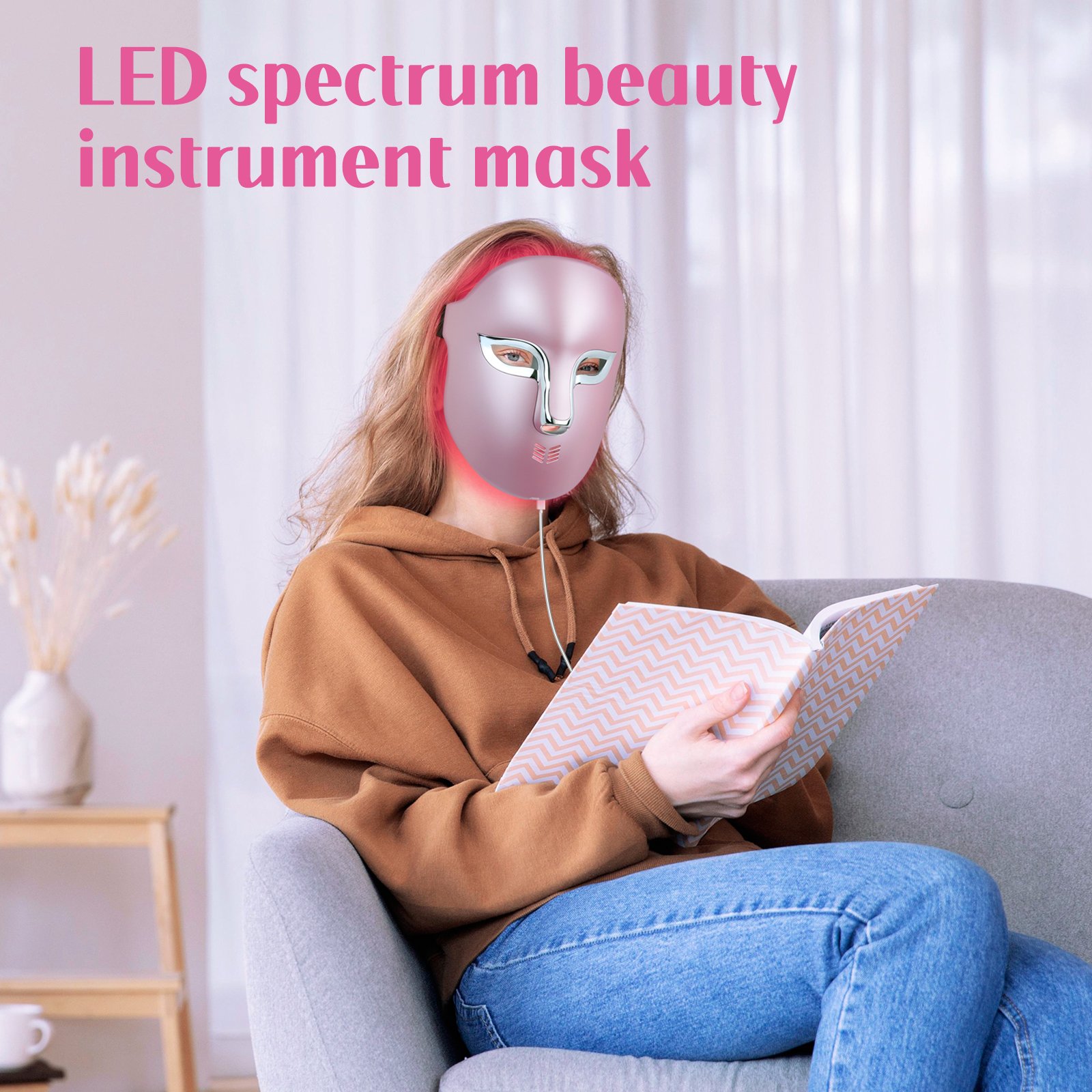 Led Face Mask Light Therapy 7 Color Photon Blue and Red Light Maintenance Skin Rejuvenation LED Facial Skin Care Mask