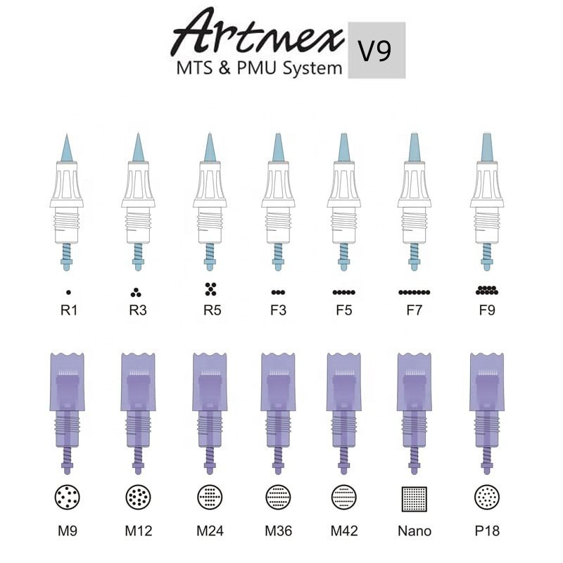 LED display dermapen Artmex V9 PMU MTS Permanent Makeup Machine Tattoo Cartridge Needles Kit for Eyebrow Eyeliners Lips Tinting