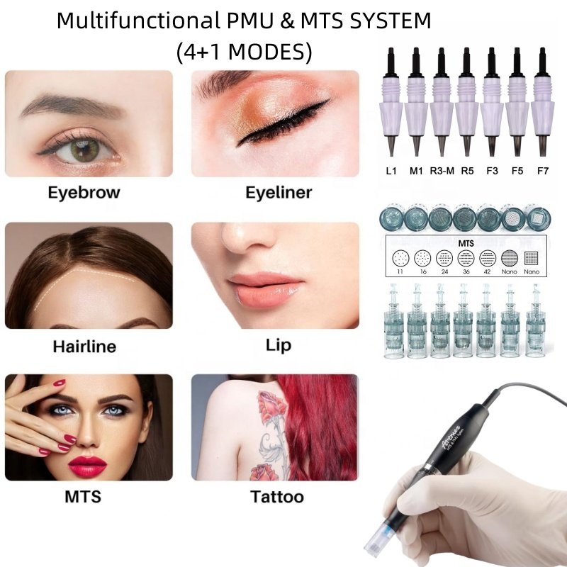 LED display dermapen Artmex V9 PMU MTS Permanent Makeup Machine Tattoo Cartridge Needles Kit for Eyebrow Eyeliners Lips Tinting
