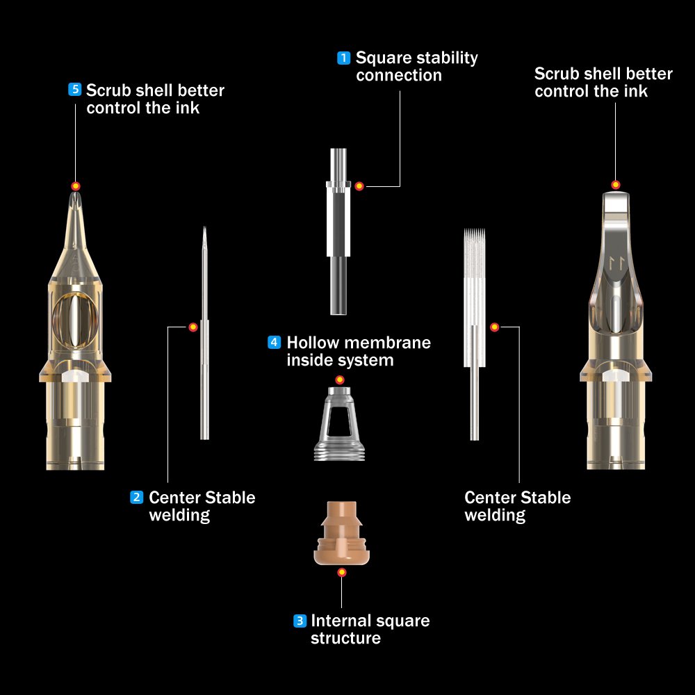 Ambition Professional Sterilized Safe 1RL 3RL 5RL 7RL RL M1 RM RS 0.35mm Premium Tattoo Cartridges Needles Wholesale