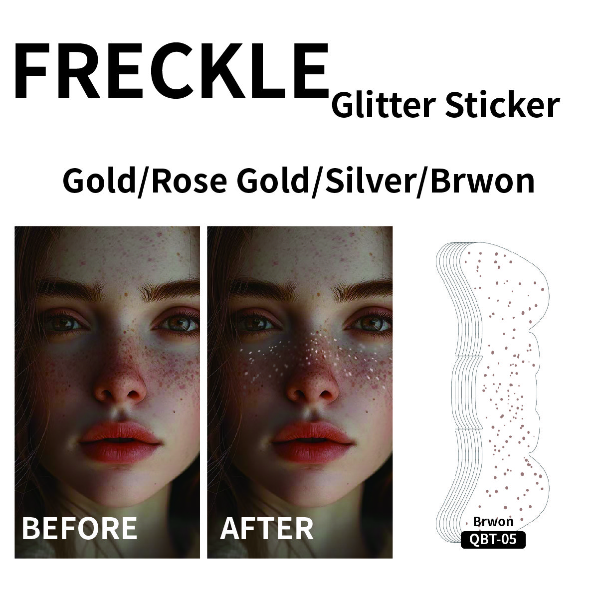 Brown speckle freckles Tattoo Sticker High Quality Glitter Fake Gold Glitter Metallic Speckles Makeup Patches Face Tattoo