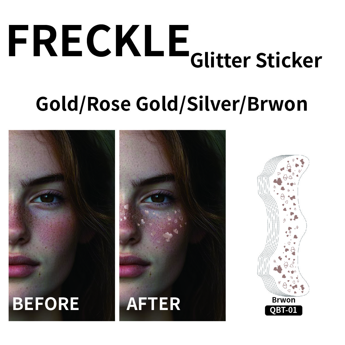 Brown speckle freckles Tattoo Sticker High Quality Glitter Fake Gold Glitter Metallic Speckles Makeup Patches Face Tattoo