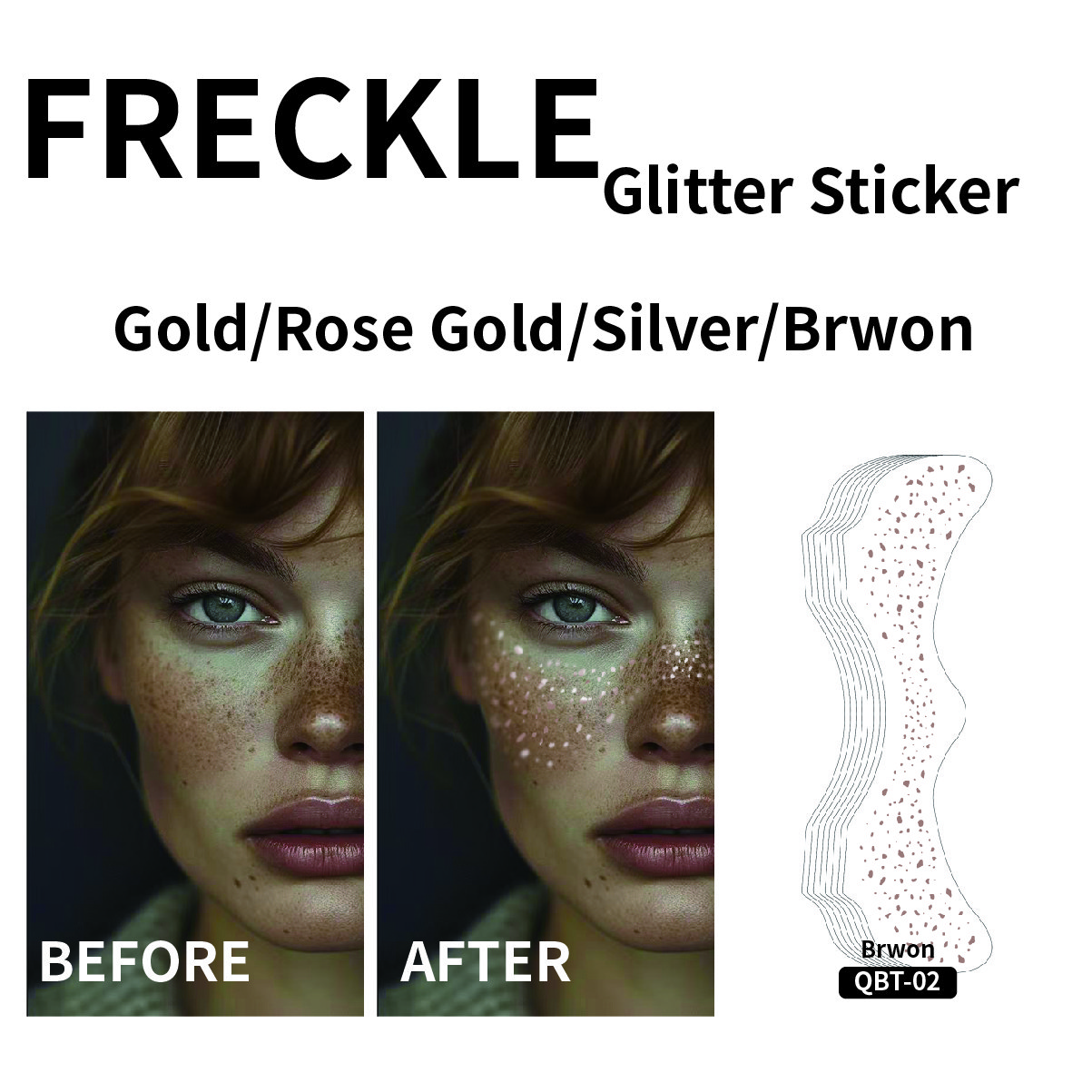 Brown speckle freckles Tattoo Sticker High Quality Glitter Fake Gold Glitter Metallic Speckles Makeup Patches Face Tattoo