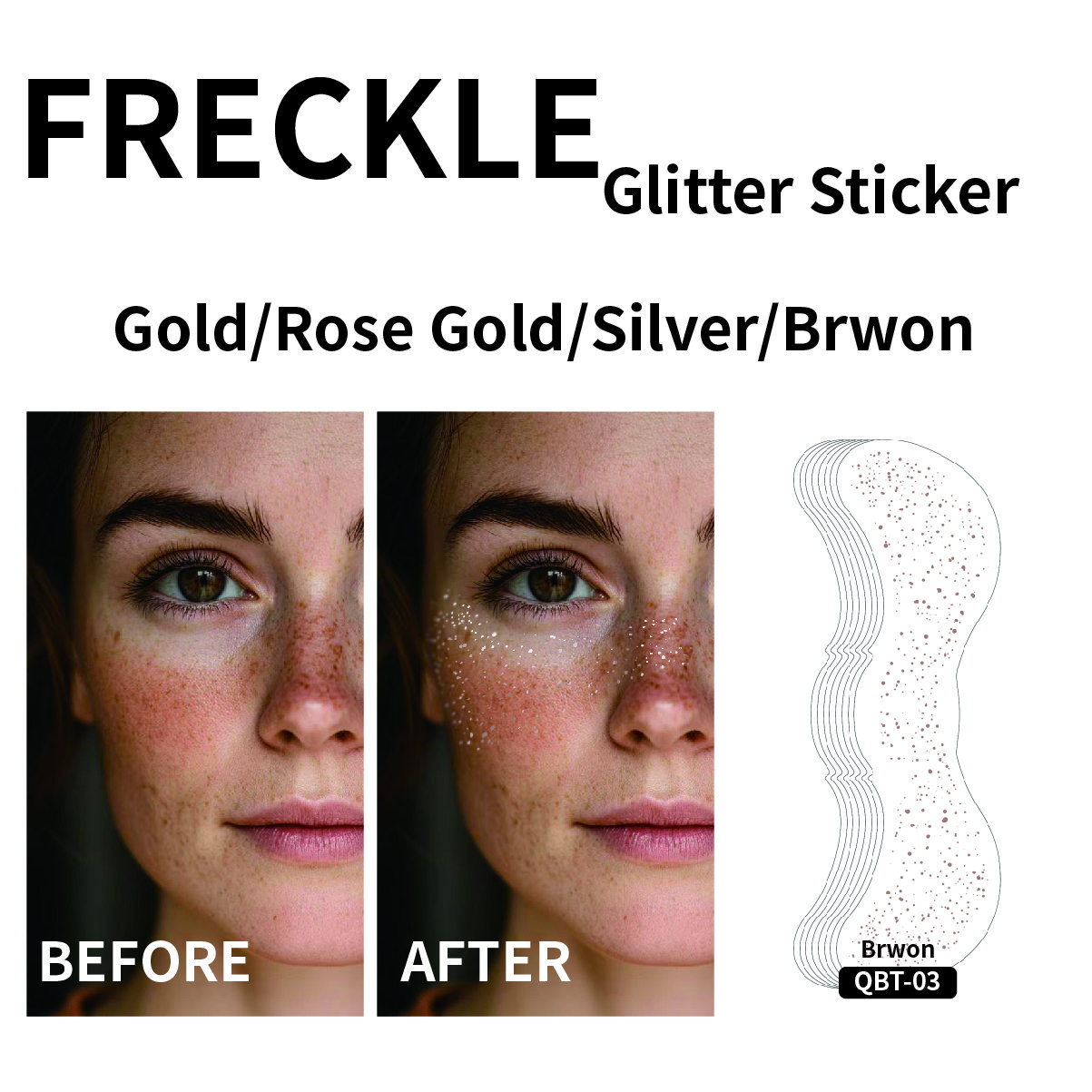 Brown speckle freckles Tattoo Sticker High Quality Glitter Fake Gold Glitter Metallic Speckles Makeup Patches Face Tattoo