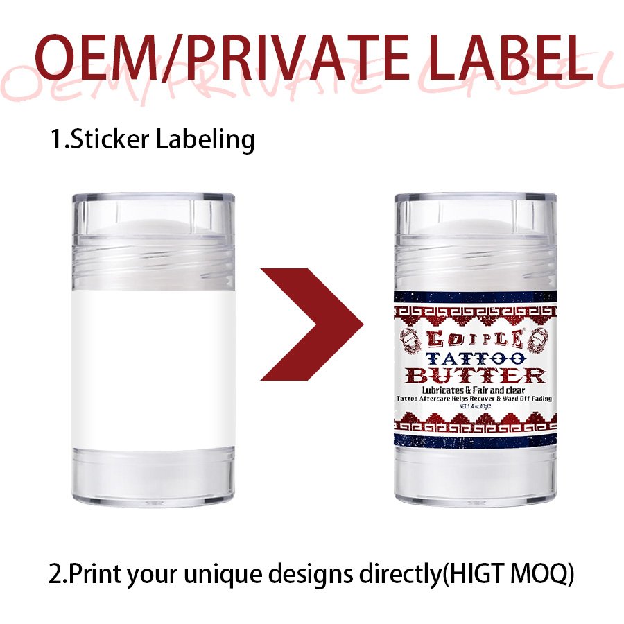 Private Label Moisturizing Tattoo Skin Healing Aftercare Color Locking Soothing Tattoo Repair Butter for Tattooed People