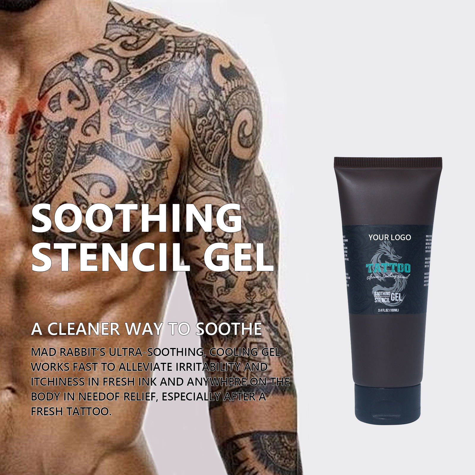 Repair Tattoo Aftercare Soothing healing Gel Irritation Itchiness Relief Moisturizer cream with Aloe Vera Allantoin Argan Oil