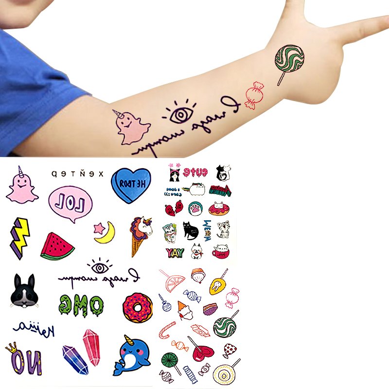 Non toxic waterproof Cute design children's fit Disposable party temporary tattoo stickers