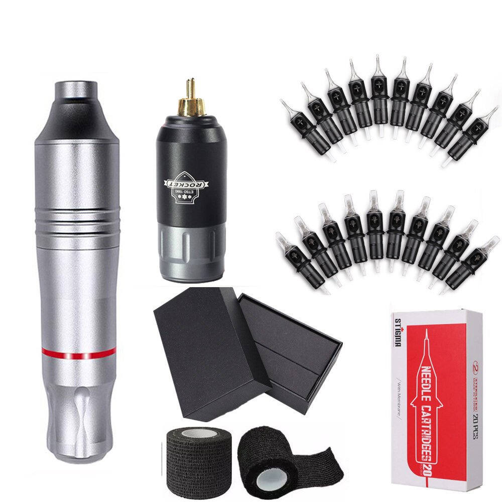 Kissure Tattoo Kit Wireless Tattoo Machine Kit Rotary Pen with Cartridge Needles Permanent Makeup Tattoo Set for Beginners