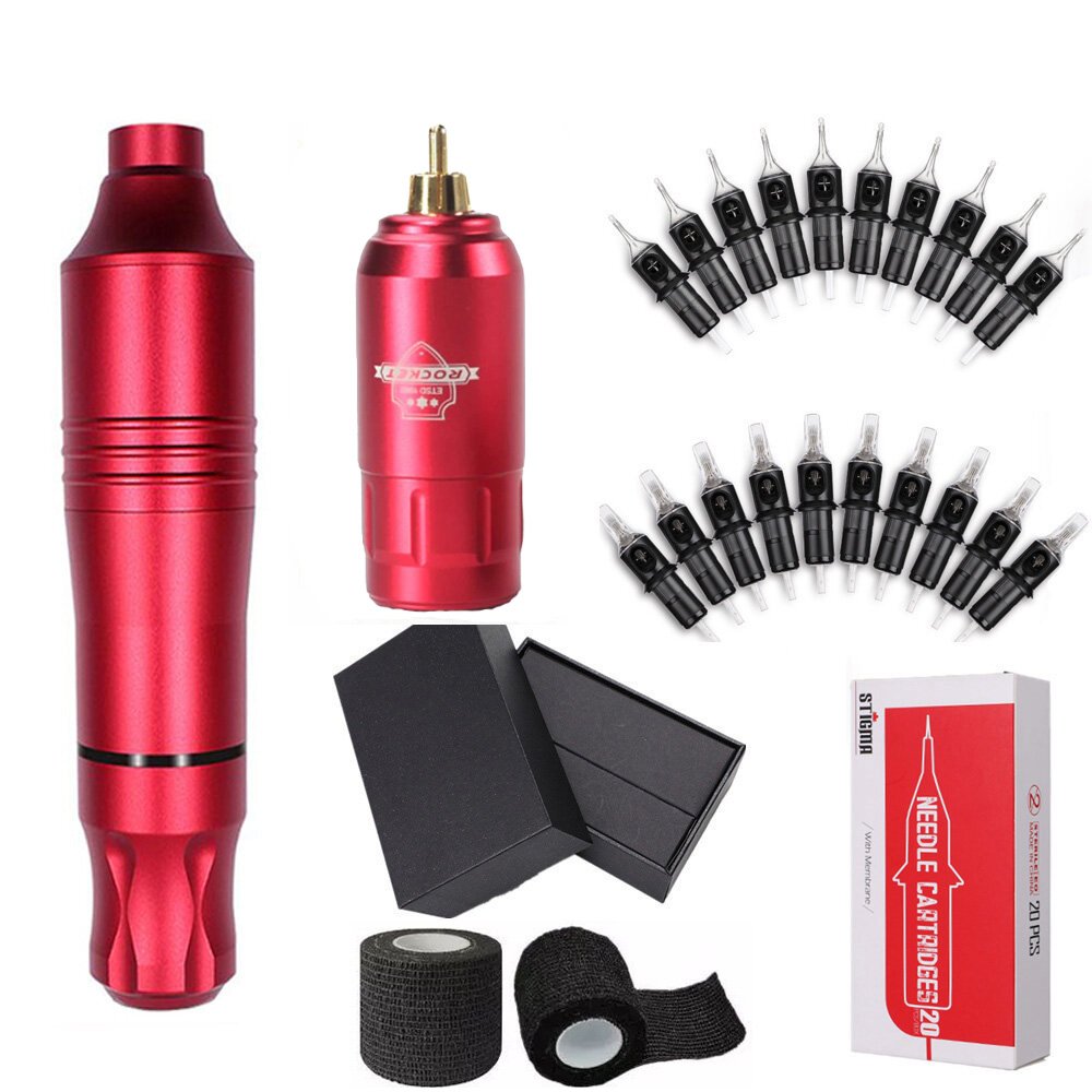Kissure Tattoo Kit Wireless Tattoo Machine Kit Rotary Pen with Cartridge Needles Permanent Makeup Tattoo Set for Beginners