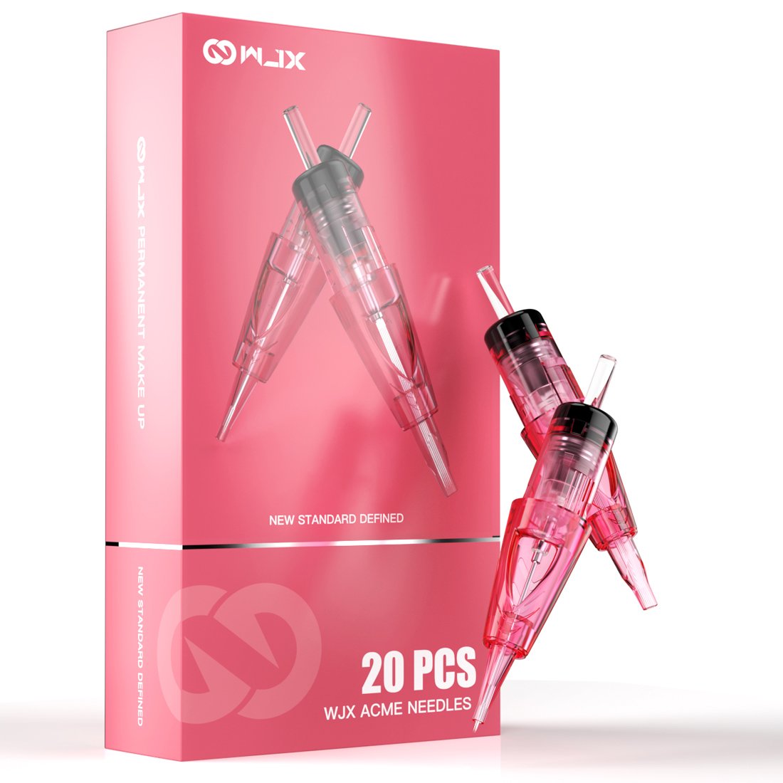 WJX Pink Professional Tattoo Cartridge Needles mo 20pcs rou Permanent Makeup Cartridge Needles