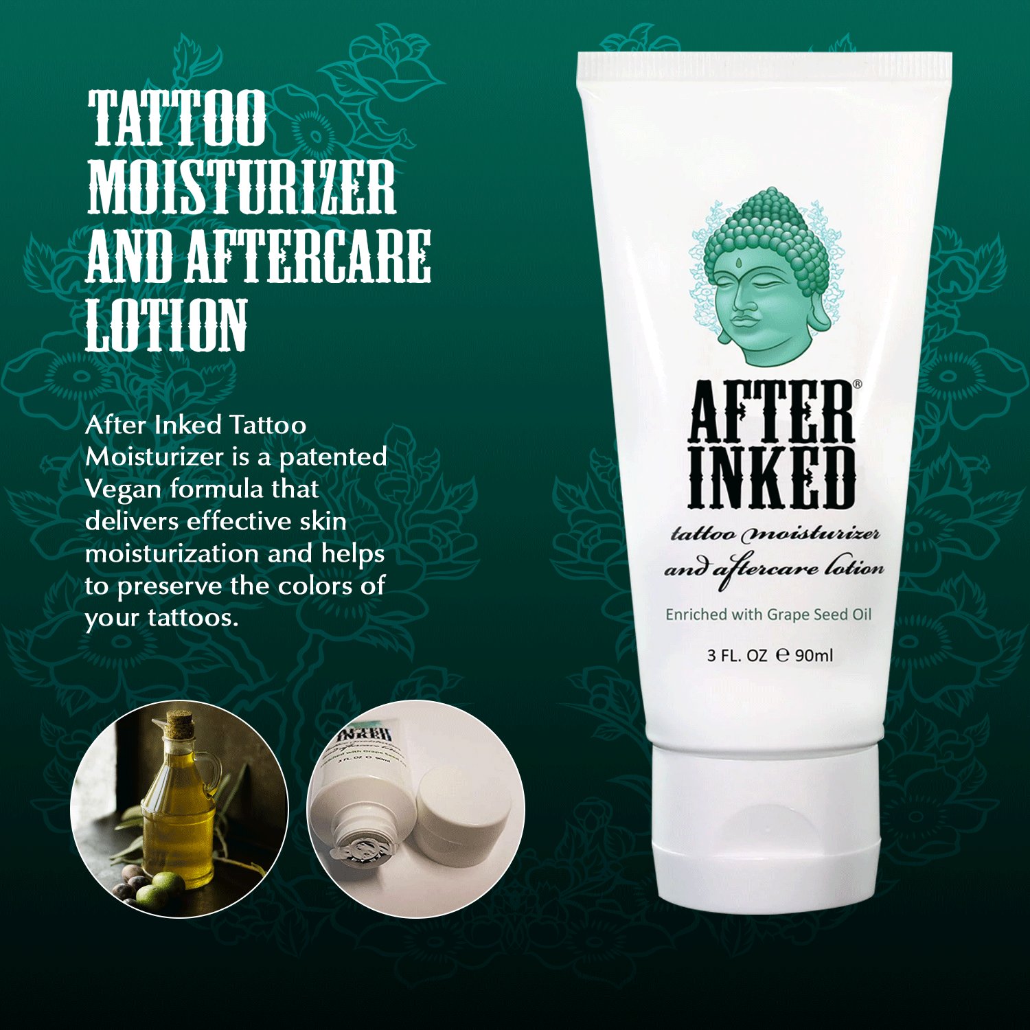 After Inked Tattoo Aftercare Lotion Moisturizer 3oz Tattoo Balm Ink Hydration Tattoo Aftercare