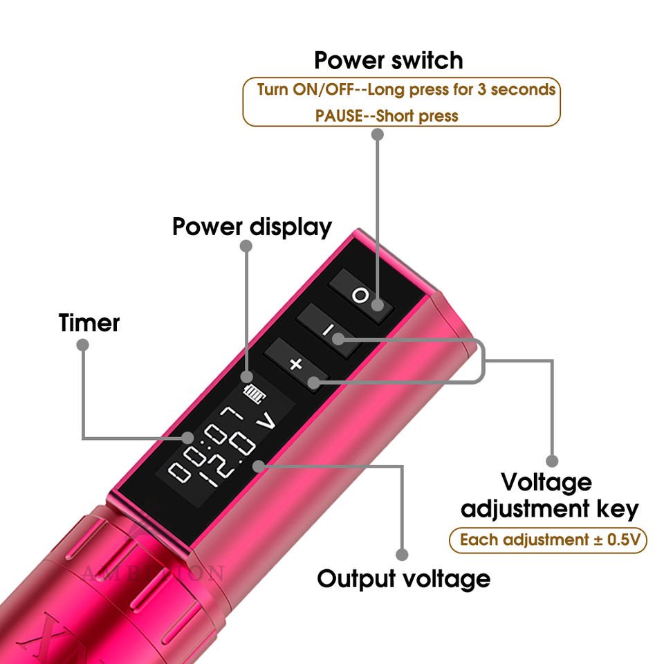Custom Logo Rotary Tattoo Machine Wireless Battery Professional Permanent Pen Tattoo Gun Pen 4mm Stroke Pmu Tattoo Machine