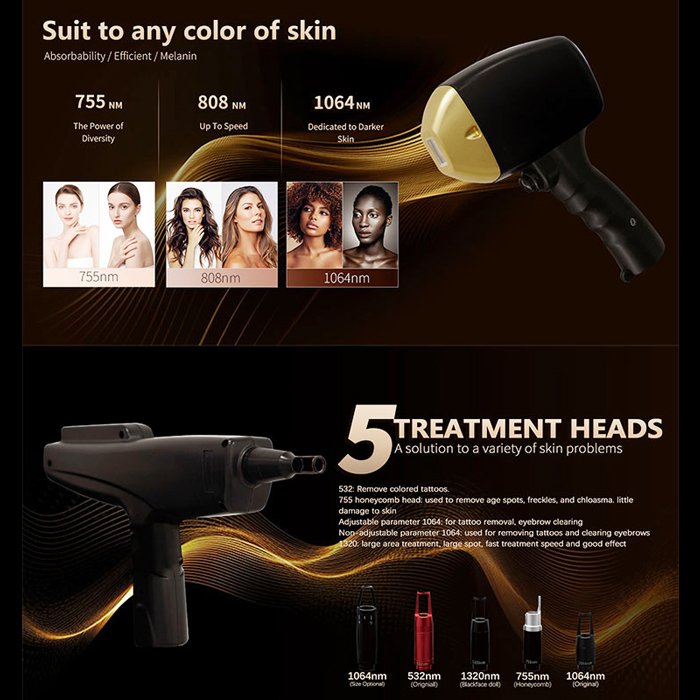 808Nm diode laser q switch nd yag laser tattoo removal system laser 755 808 1064 permanent hair removal machine