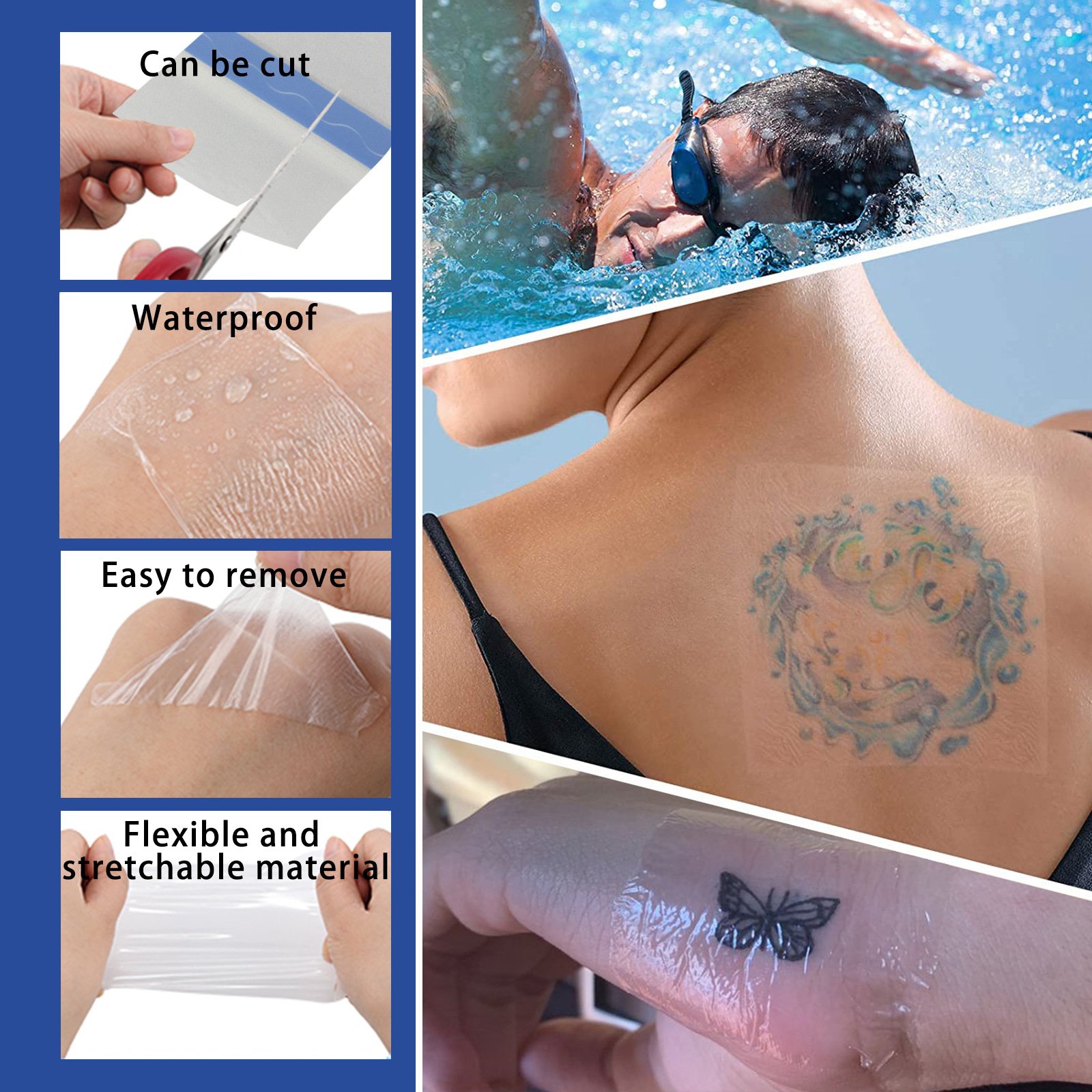 Tattoo Care Transparent Waterproof Stickers Tattoo Protective Film Stickers Bacteria Barrier Film Breathable Care Stickers
