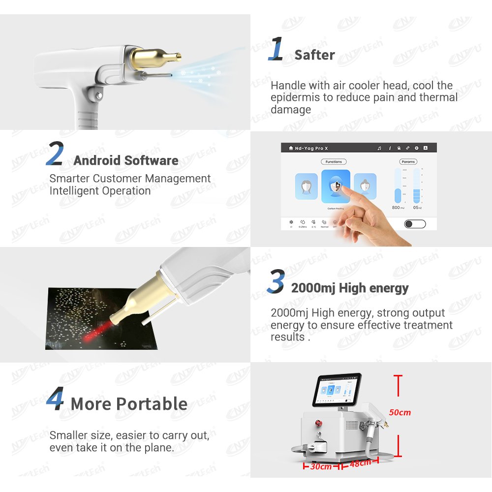 UNT portable professional carbon peel q switched nd yag laser tattoo removal machine