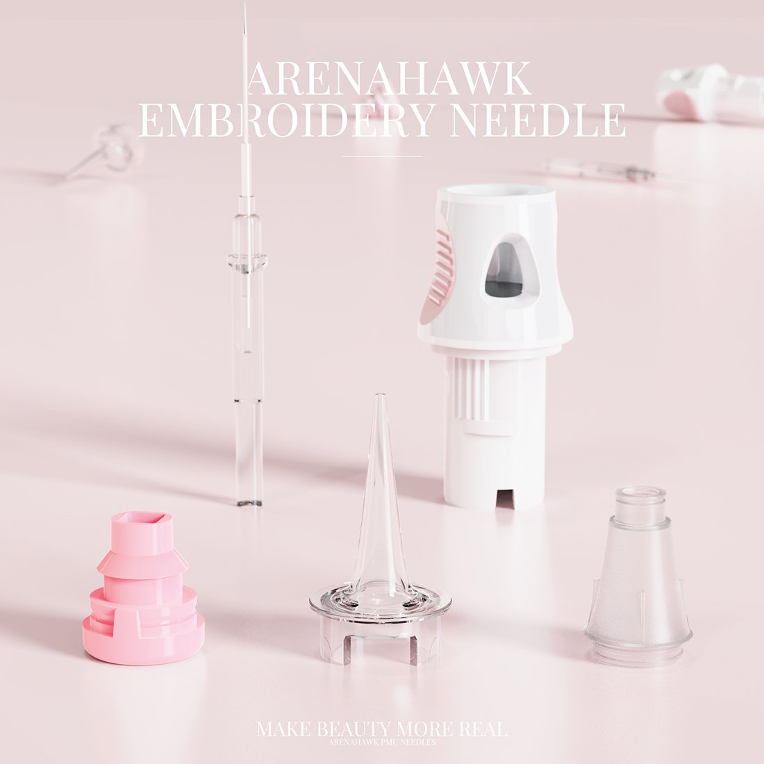 Arenahawk Pink Professional Disposable Permanent Makeup Eyebrow Lip Microblading Tattoo Cartridge Needle
