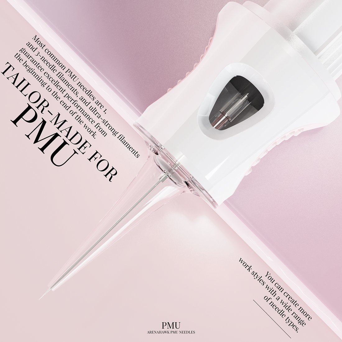Arenahawk Pink Professional Disposable Permanent Makeup Eyebrow Lip Microblading Tattoo Cartridge Needle