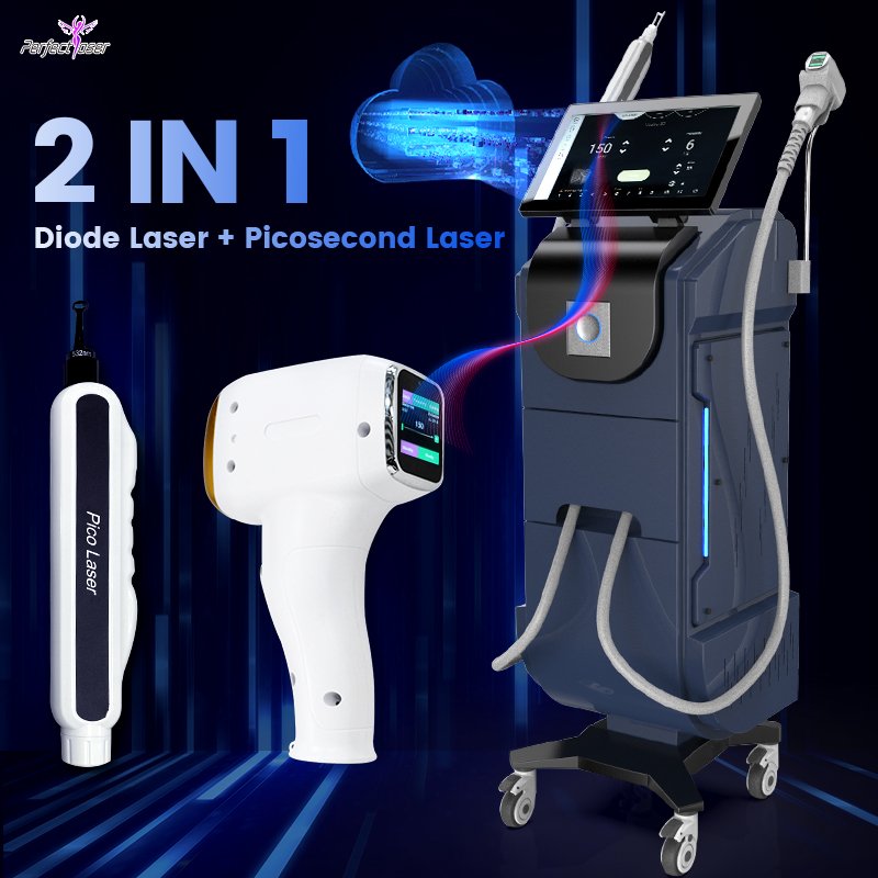 2 In 1 Multifunctional Laser Hair Removal Professional nd yag Picosecond Tattoo Permanent 808nm Diode Laser Hair Removal Machine