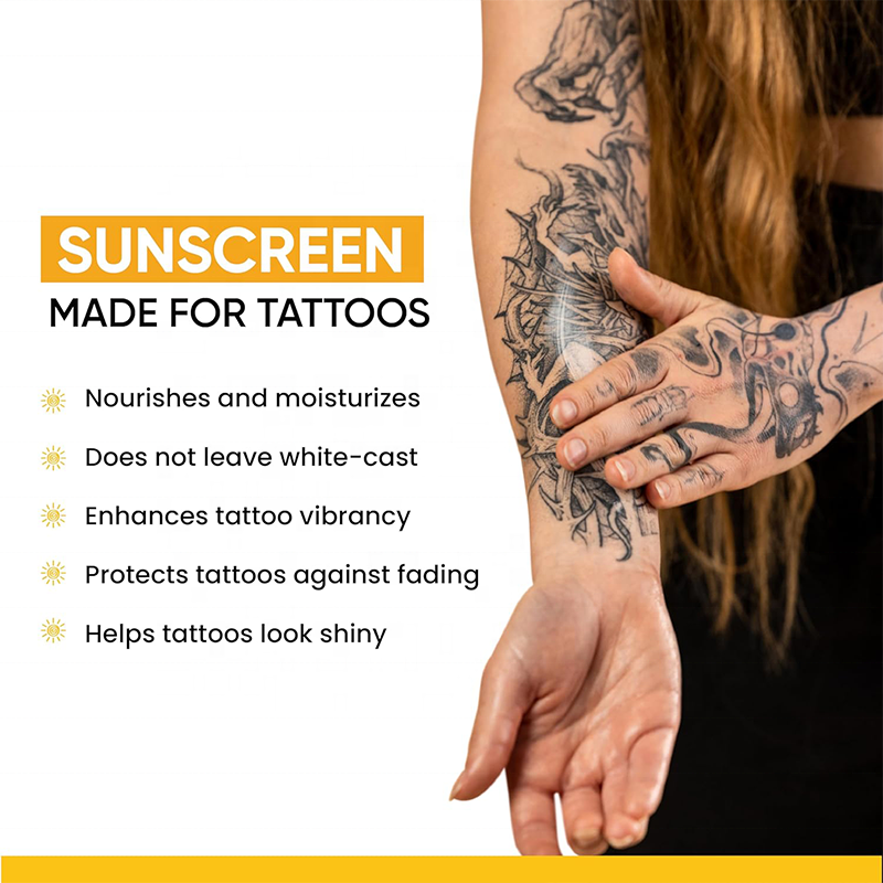 Tattoo Aftercare Sunscreen Lotion Protects Ink Against Fading UV SPF 30 Waterproof Sunblock