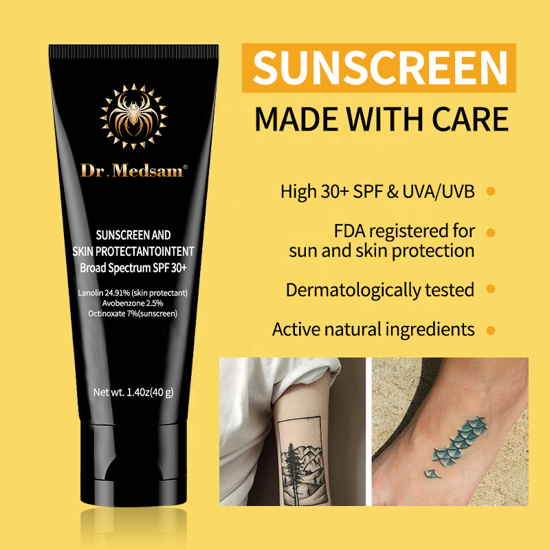 Tattoo Aftercare Sunscreen Lotion Protects Ink Against Fading UV SPF 30 Waterproof Sunblock