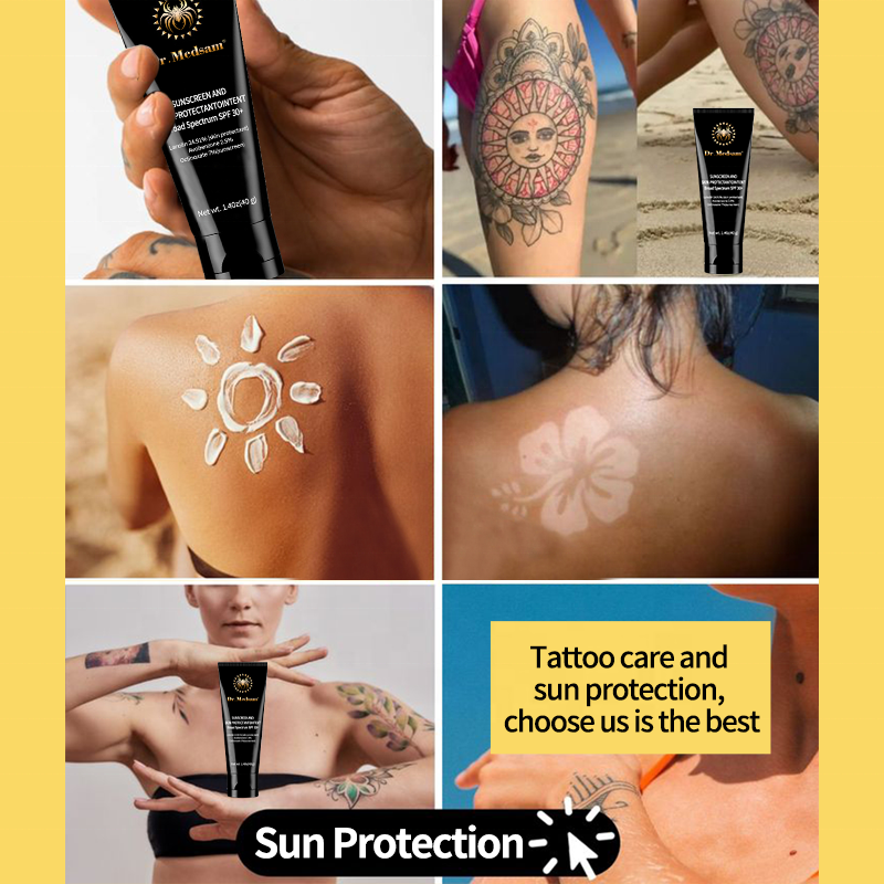 Tattoo Aftercare Sunscreen Lotion Protects Ink Against Fading UV SPF 30 Waterproof Sunblock