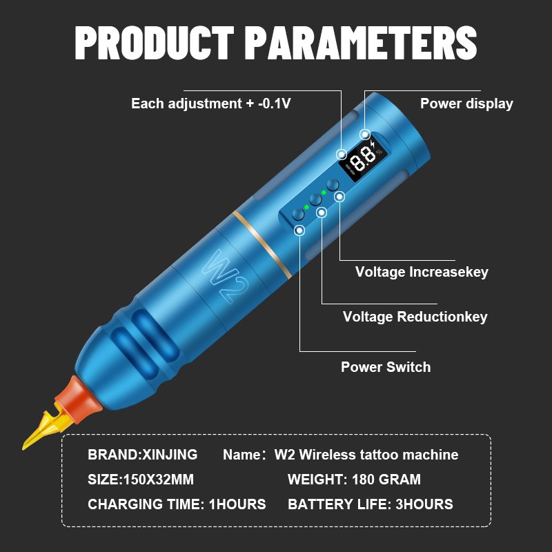 Professional Aluminium Alloy Wireless Tattoo Guns Tattoo Pen Rotary Tattoo Machine