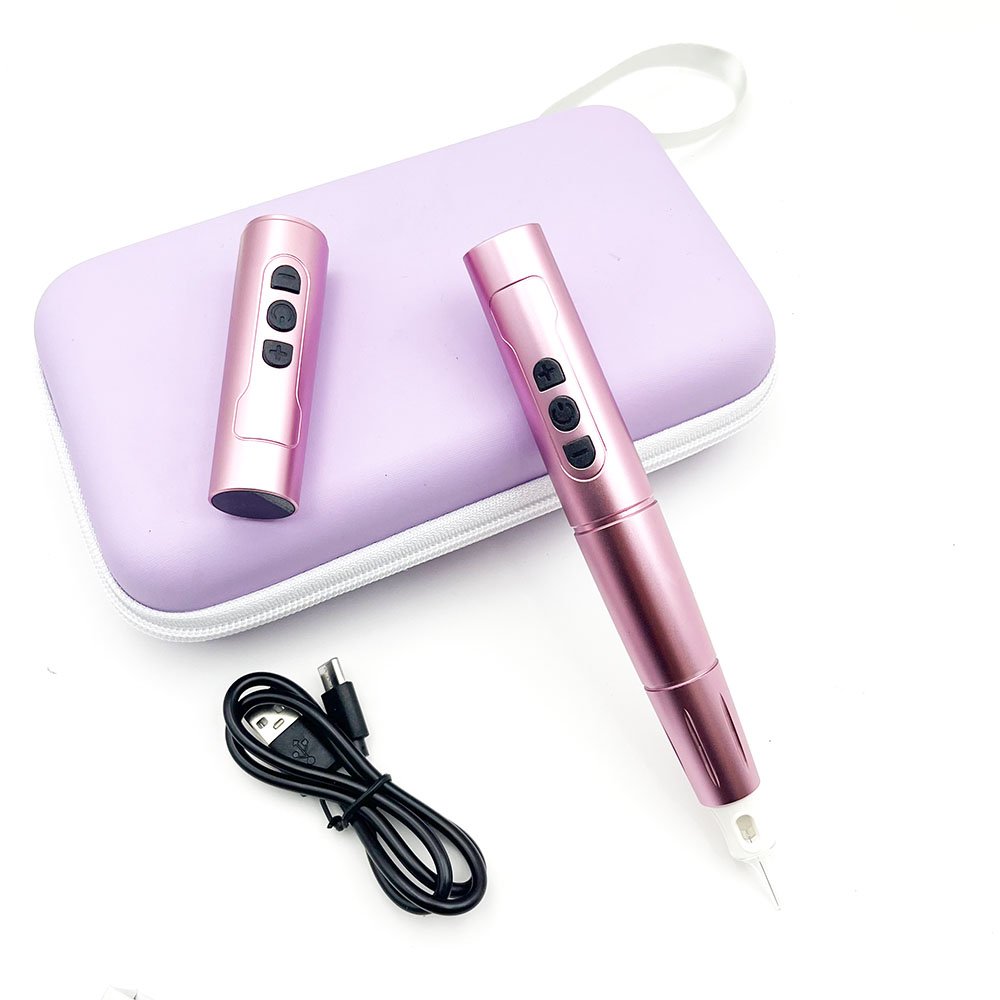 Custom Logo Wireless Double Batteries Eyebrow Tattoo Kit Semi Permanent Makeup PMU Machine for Universal Cartridge Needles