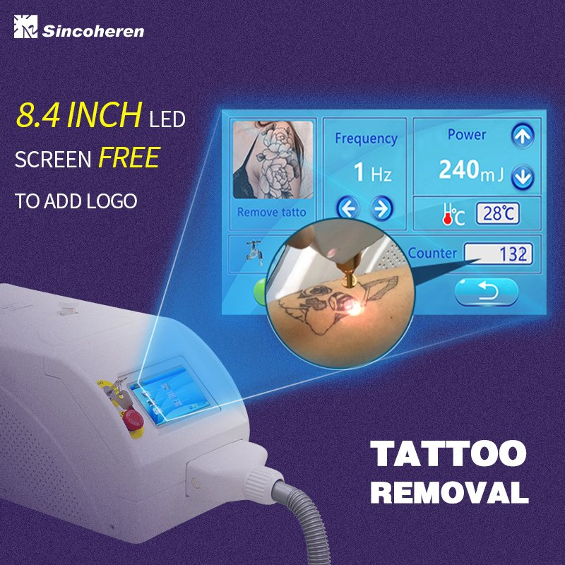 2023 Sincoheren Professional Q Switched Nd yag 1064nm 532nm Picosecond Laser Tattoo Removal Machine