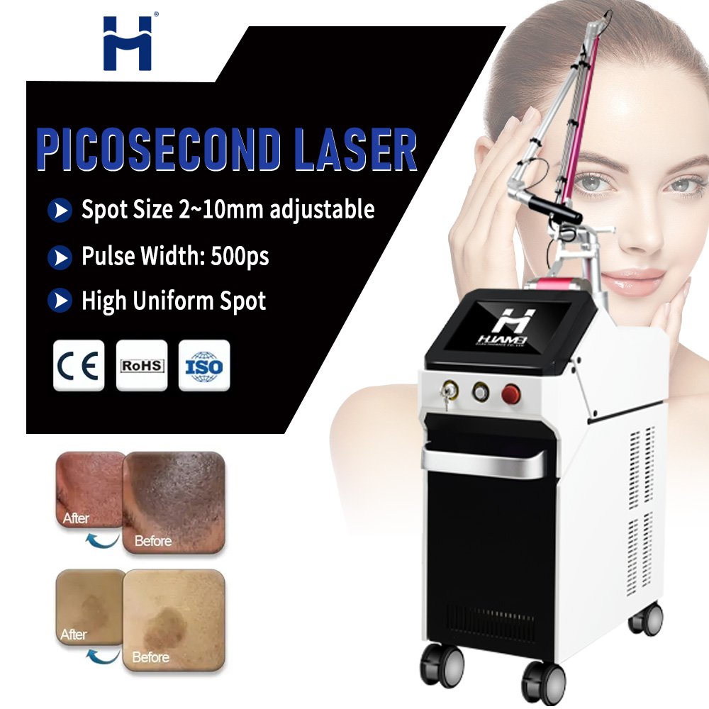 HUAMEI Aesthetic Medicine Vertical Pigment Treatment Picosecond 1064+532 Laser Tattoo Removal Pico Laser Machine