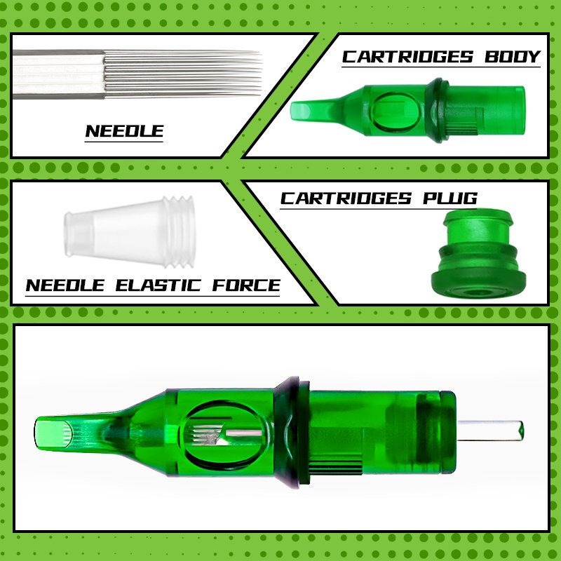 Wholesale OEM LBB Green Membrane Tattoo Needle Cartridge RL RS RM Magnum Permanent Makeup Needle